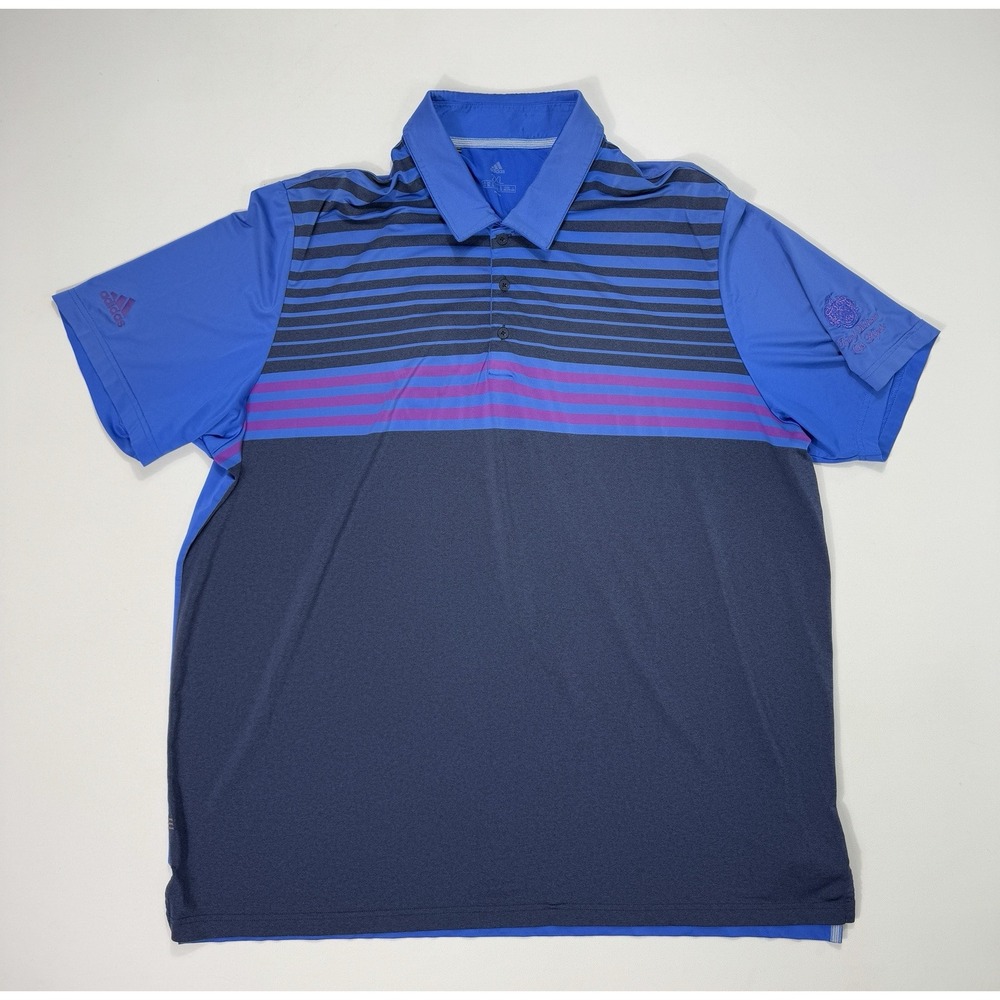 Adidas Men 2XL Golf Polo Shirt Trump National Los Angeles Blue Striped Sport